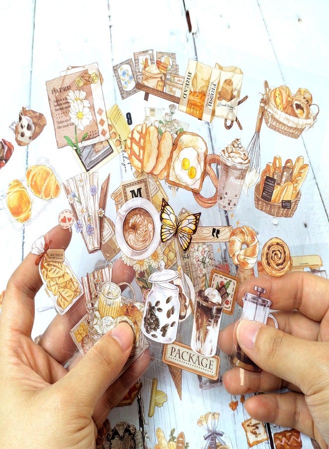 japleed 20 Sheet Life Stickers 180PCS Cartoon Bread Flower Coffee Decorative Decals Vintage Aesthetic Sticker Book for Journaling Retro Scrapbooking Supplies Cute Junk Journal Craft Decor (Life) - Image 4